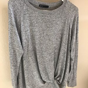 Heather grey Gibson twist front sweater
